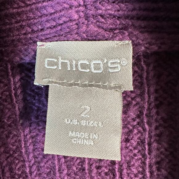 Chico’s womens cardigan purple long open front cozycore tradMom coastalcore - Picture 3 of 7